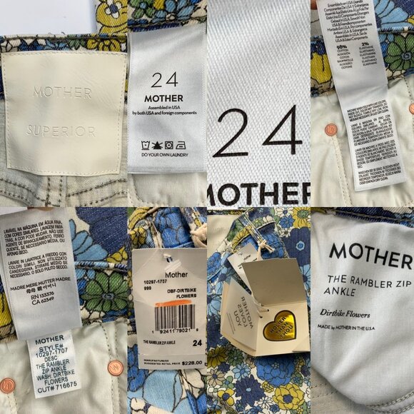 Mother Superior The Rambler Zip Ankle Jean 24 Dirt Bike Flowers NEW - Picture 5 of 12